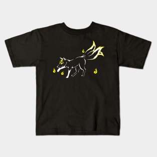 Kitsune (white and yellow) Kids T-Shirt